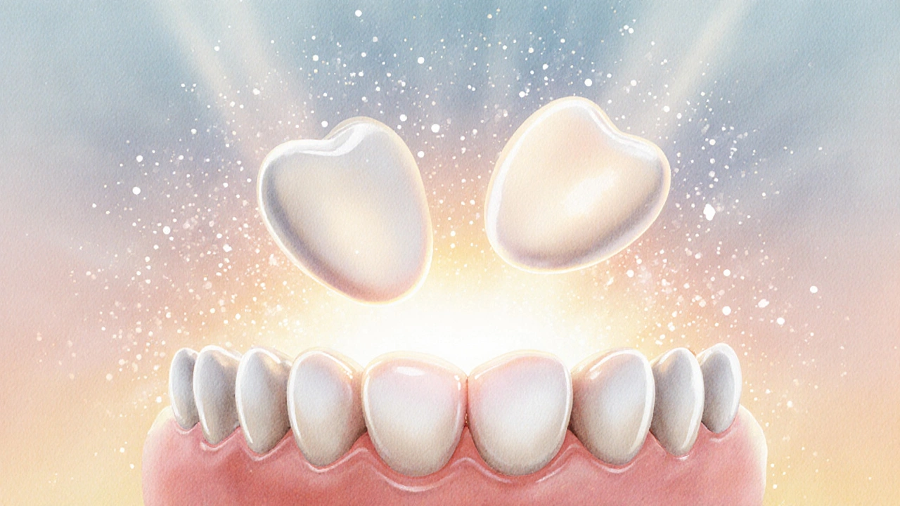 Tenké keramické fazety se přilnavě připojují k zubu
