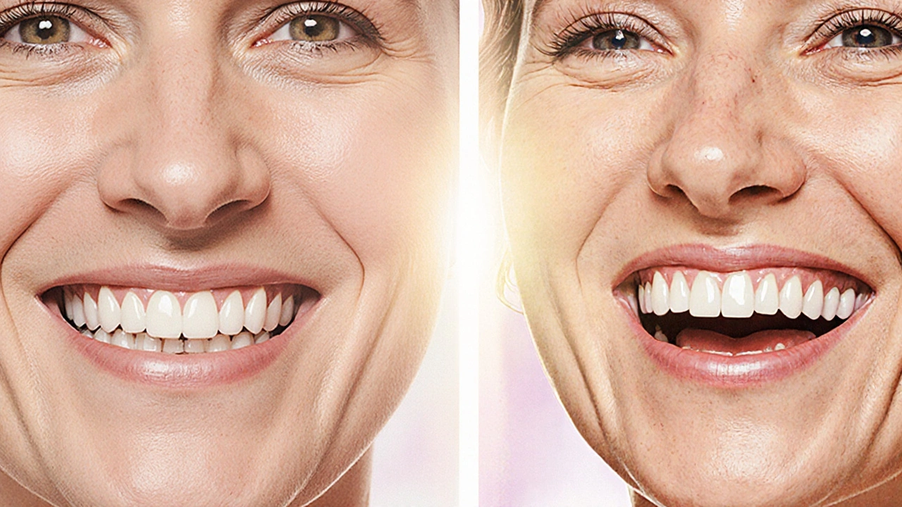 Před a po transformaci úsměvu: od nejednotného k dokonalému úsměvu.