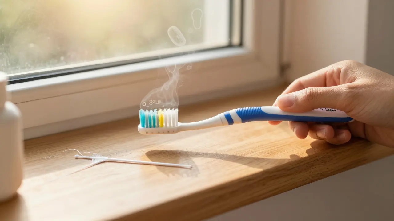 Mezizubní kartáček TePe s barevnými označeními velikosti na podložce.