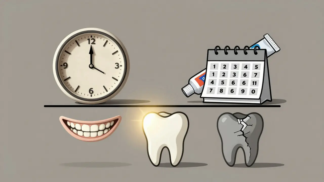 Scale comparing long-term veneers versus short-term teeth whitening
