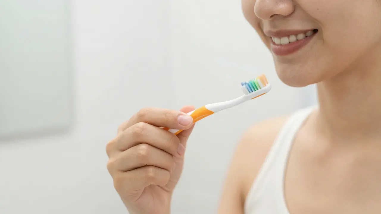 Správná technika čištění zubů sonickým kartáčkem s úhlem 45 stupňů u dásní.