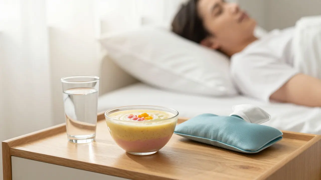 Zdravá tekutá strava a chladicí obklady jako součást procesu hojení po operaci.