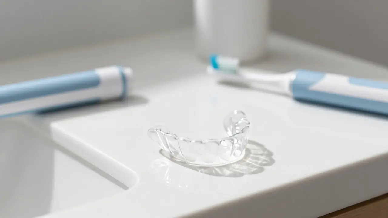 Noční chránič na umyvadle pro ochranu zubních implantátů