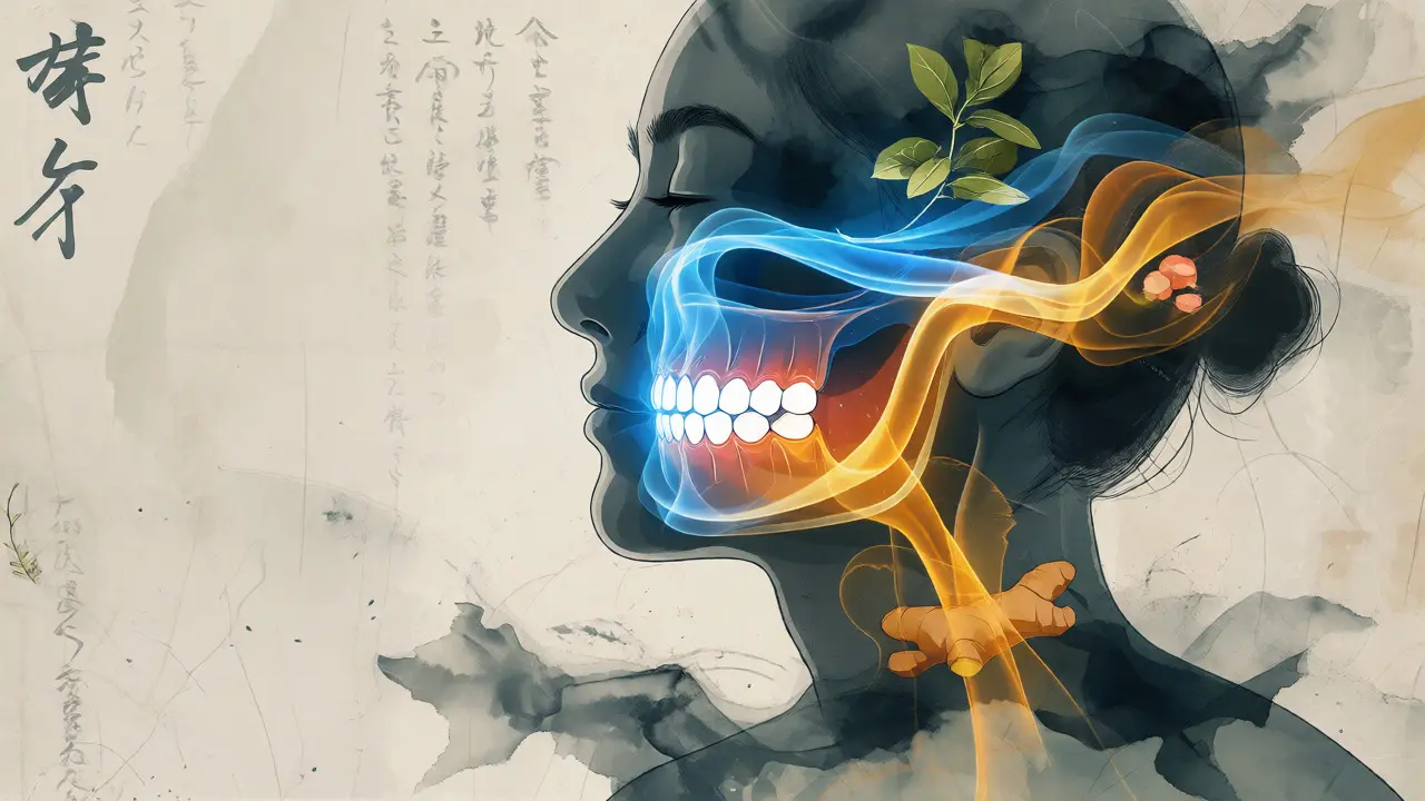 Ilustrace energetických toků v těle podle tradiční čínské medicíny